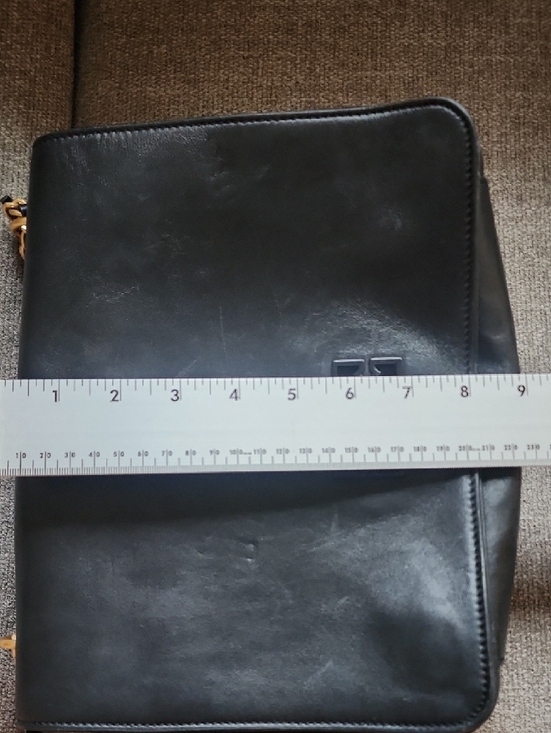 Tory Burch Black Leather Chain Shoulder Bag Gold Hardware Classic Logo W Wallet